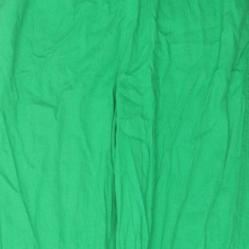 Marks and Spencer Womens Green Linen Trousers Size 18 L30 in Regular Drawstring