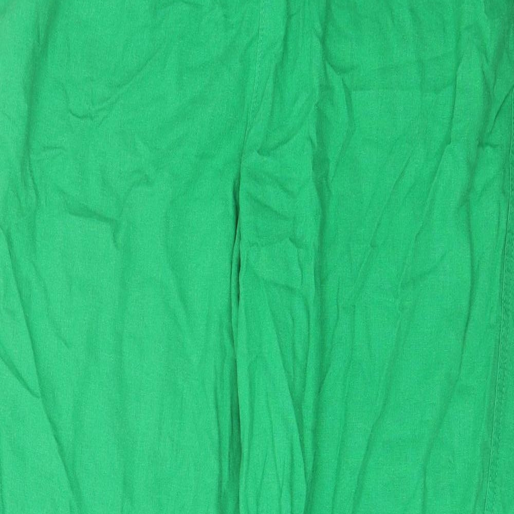 Marks and Spencer Womens Green Linen Trousers Size 18 L30 in Regular Drawstring