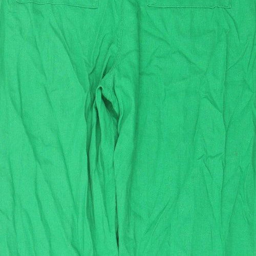 Marks and Spencer Womens Green Linen Trousers Size 18 L30 in Regular Drawstring