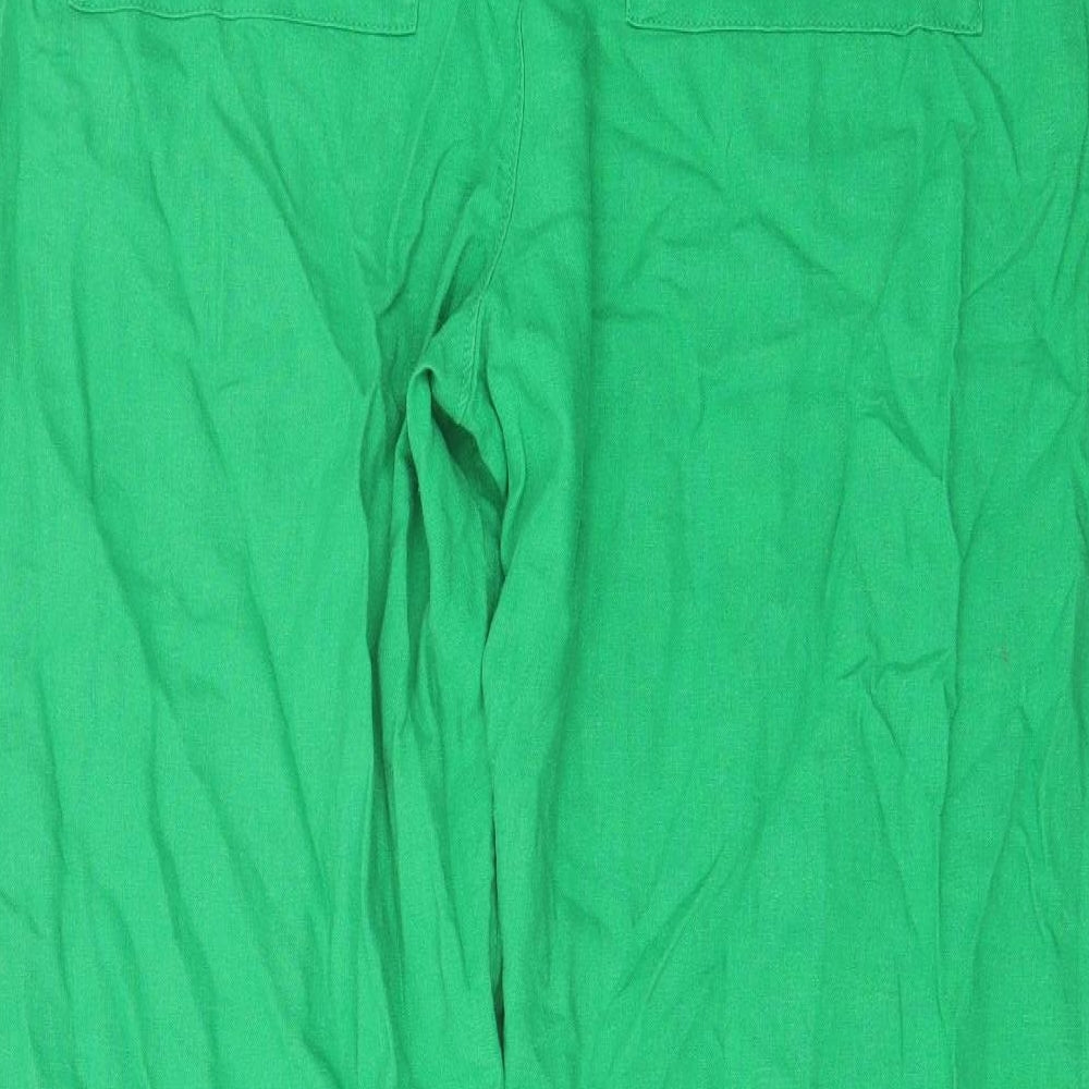 Marks and Spencer Womens Green Linen Trousers Size 18 L30 in Regular Drawstring