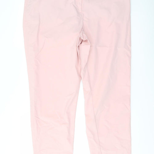 Marks and Spencer Womens Pink Cotton Chino Trousers Size 18 L29 in Regular Button