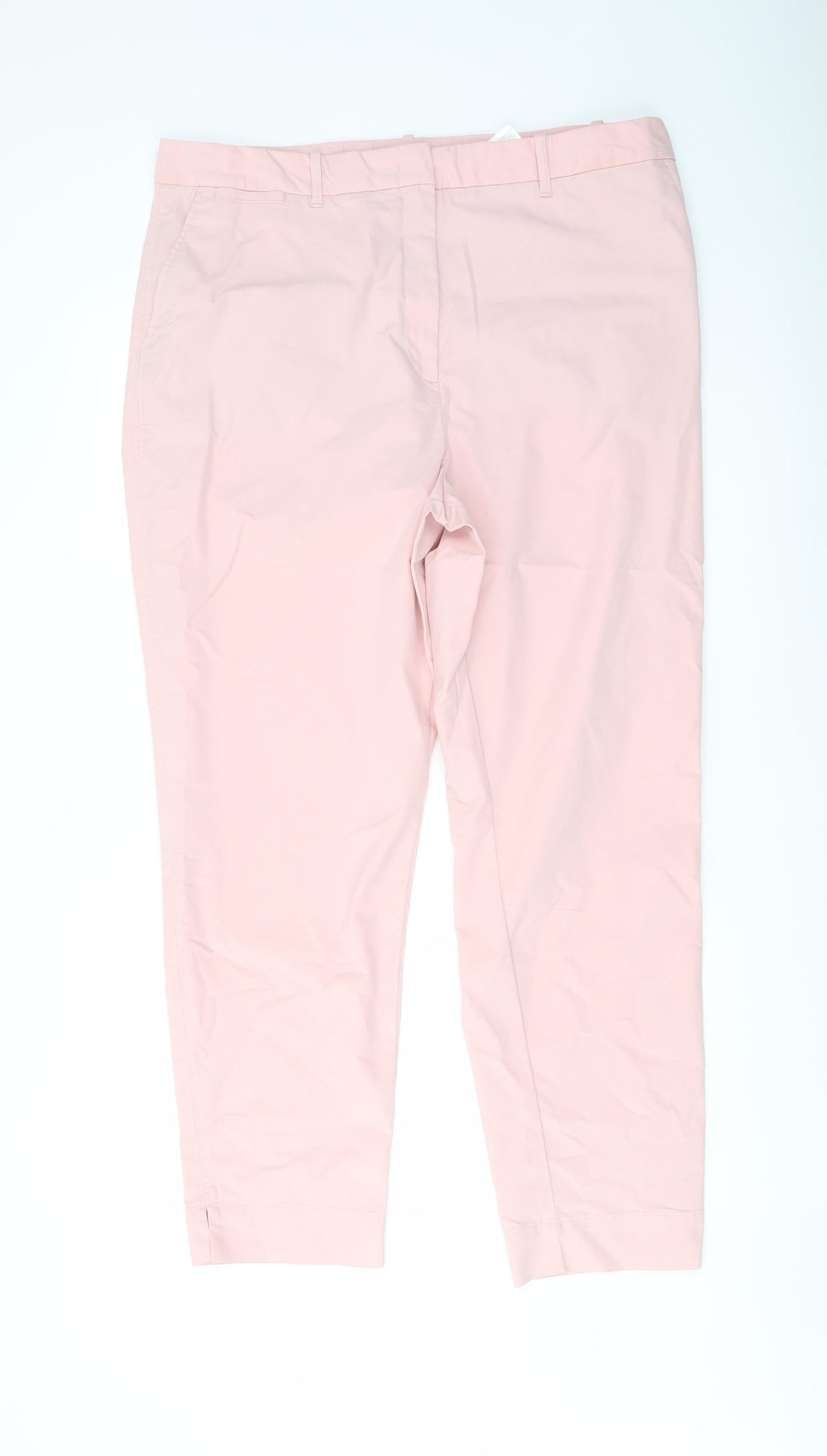 Marks and Spencer Womens Pink Cotton Chino Trousers Size 18 L29 in Regular Button
