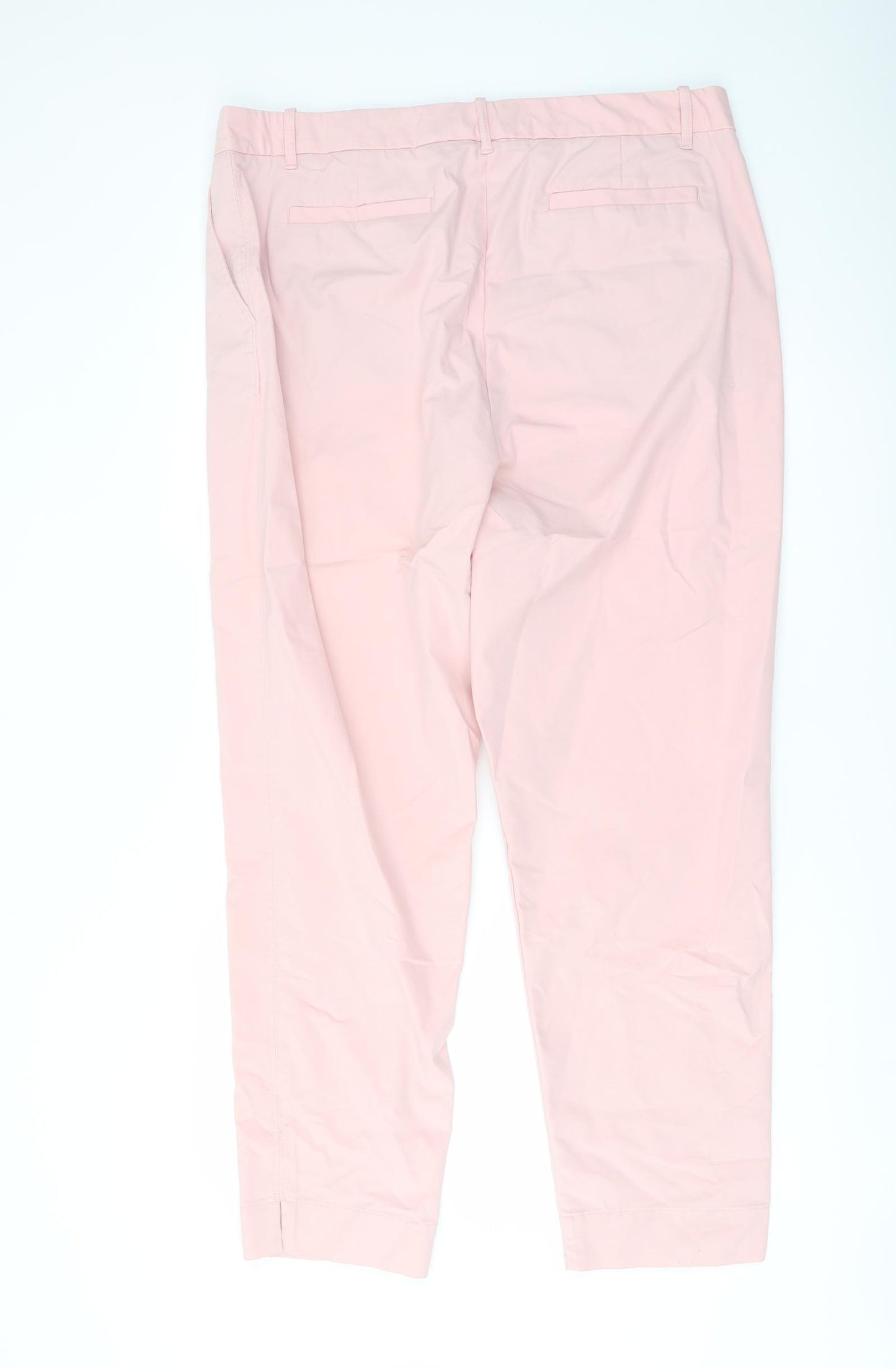Marks and Spencer Womens Pink Cotton Chino Trousers Size 18 L29 in Regular Button