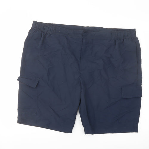 Marks and Spencer Mens Blue Polyamide Cargo Shorts Size 3XL L11 in Regular Drawstring - Swim Shorts