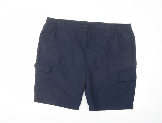 Marks and Spencer Mens Blue Polyamide Cargo Shorts Size 3XL L11 in Regular Drawstring - Swim Shorts