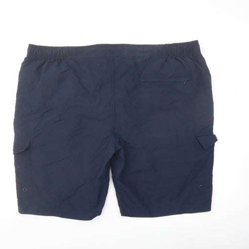 Marks and Spencer Mens Blue Polyamide Cargo Shorts Size 3XL L11 in Regular Drawstring - Swim Shorts