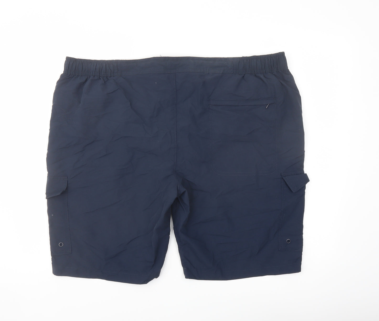 Marks and Spencer Mens Blue Polyamide Cargo Shorts Size 3XL L11 in Regular Drawstring - Swim Shorts