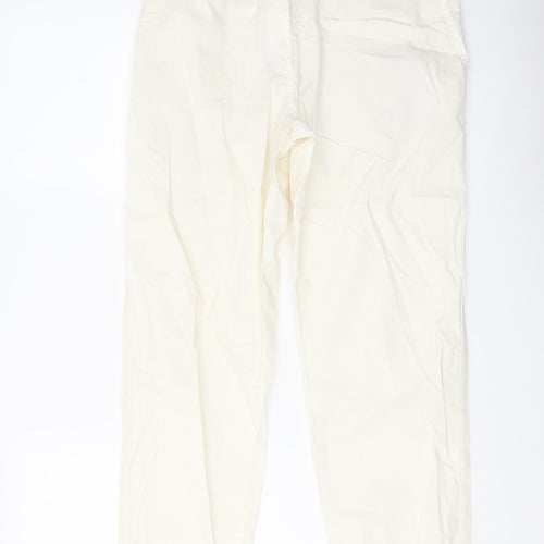 Marks and Spencer Womens Ivory Cotton Chino Trousers Size 10 L27 in Regular Button