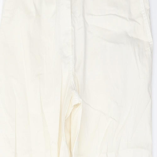 Marks and Spencer Womens Ivory Cotton Chino Trousers Size 10 L27 in Regular Button