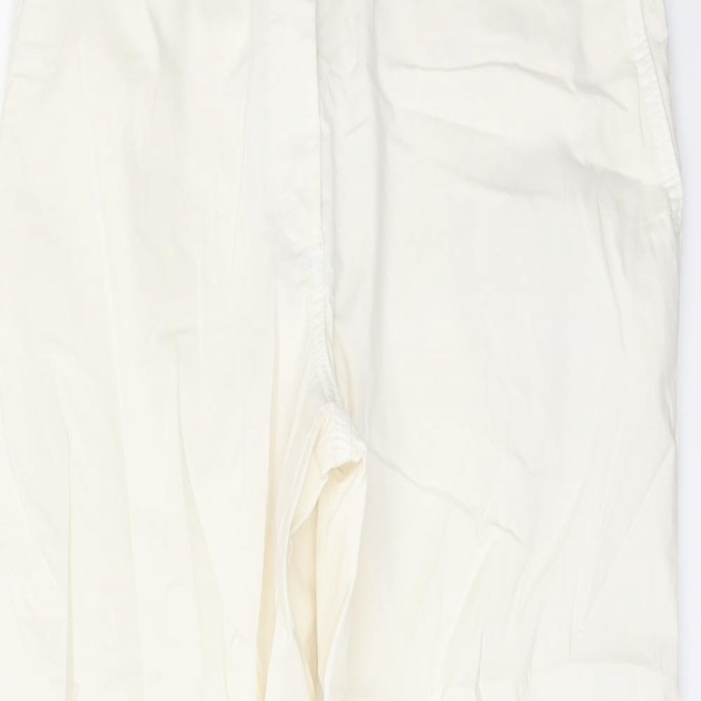 Marks and Spencer Womens Ivory Cotton Chino Trousers Size 10 L27 in Regular Button