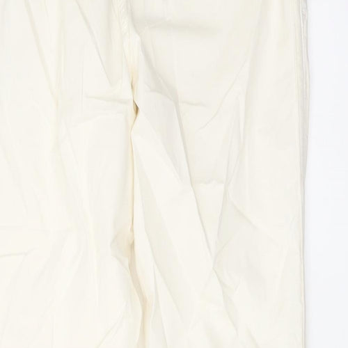 Marks and Spencer Womens Ivory Cotton Chino Trousers Size 10 L27 in Regular Button