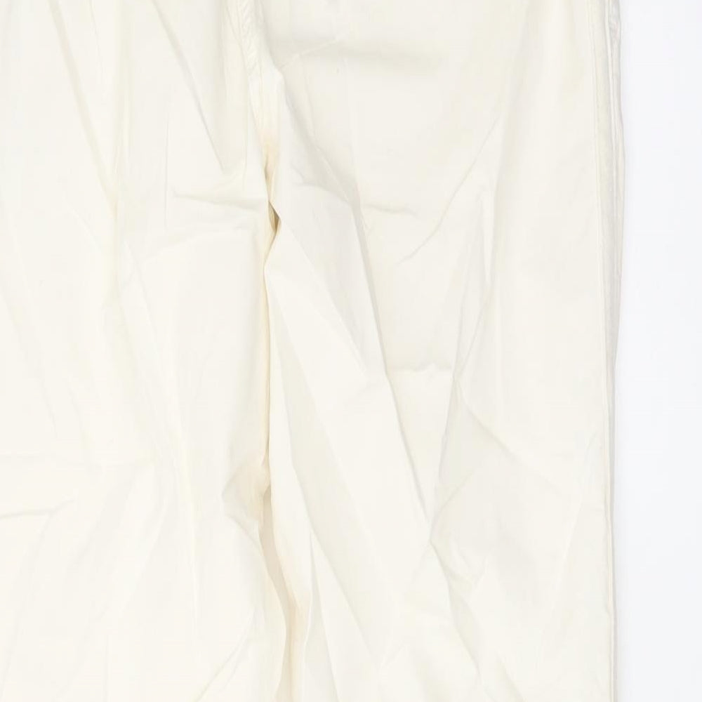 Marks and Spencer Womens Ivory Cotton Chino Trousers Size 10 L27 in Regular Button