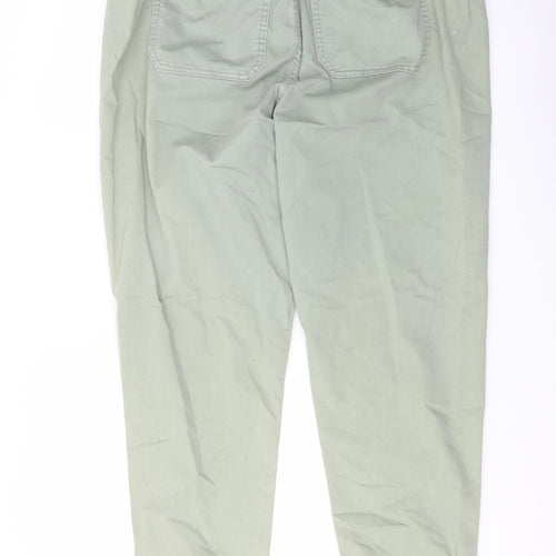 Marks and Spencer Womens Green Cotton Jogger Trousers Size 18 L29 in Regular Button