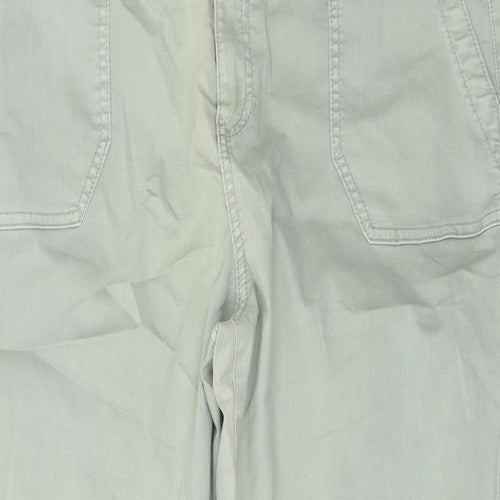 Marks and Spencer Womens Green Cotton Jogger Trousers Size 18 L29 in Regular Button