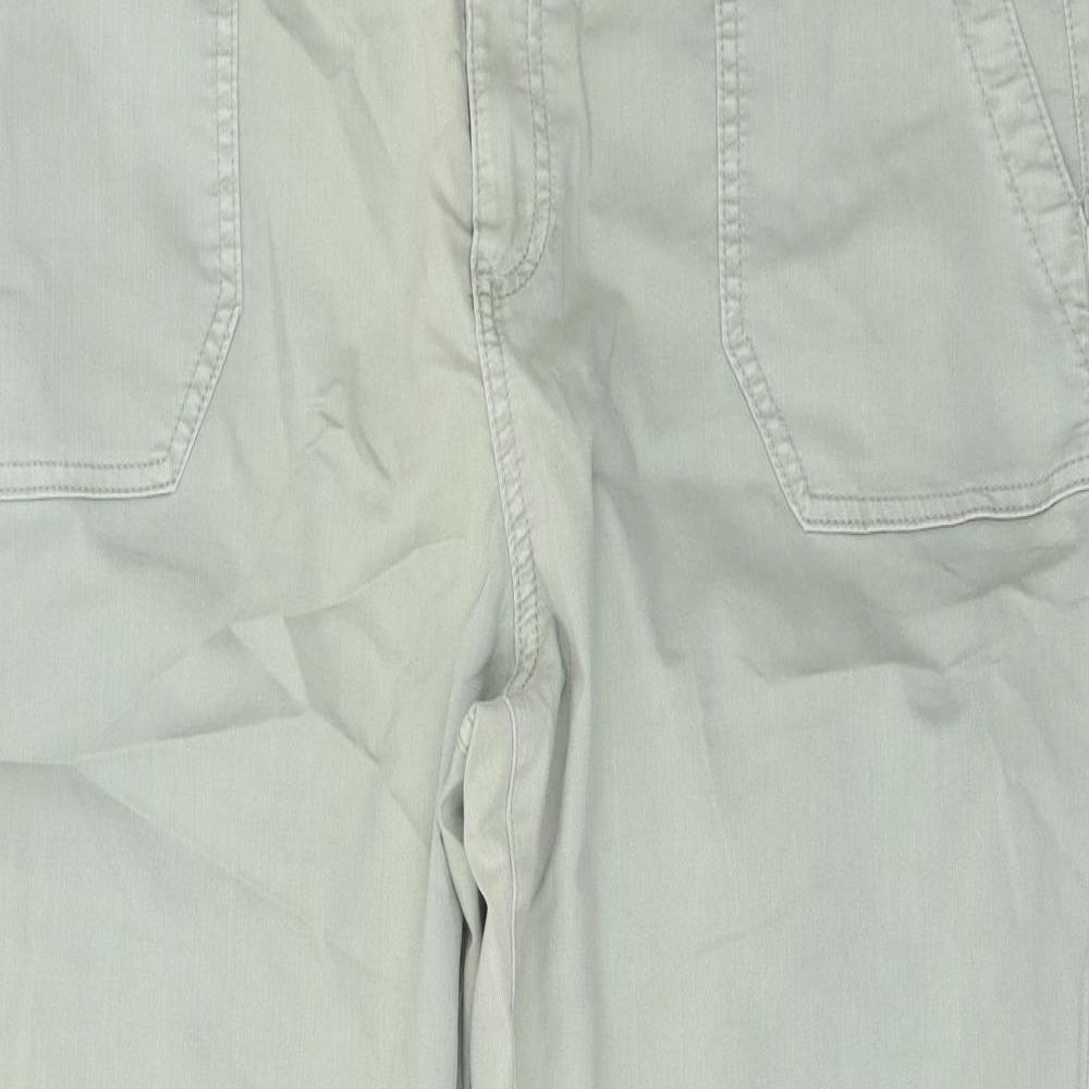 Marks and Spencer Womens Green Cotton Jogger Trousers Size 18 L29 in Regular Button