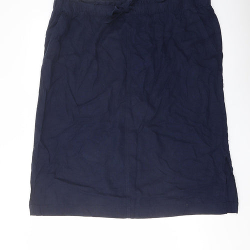 Marks and Spencer Womens Blue Linen A-Line Skirt Size 22 Drawstring