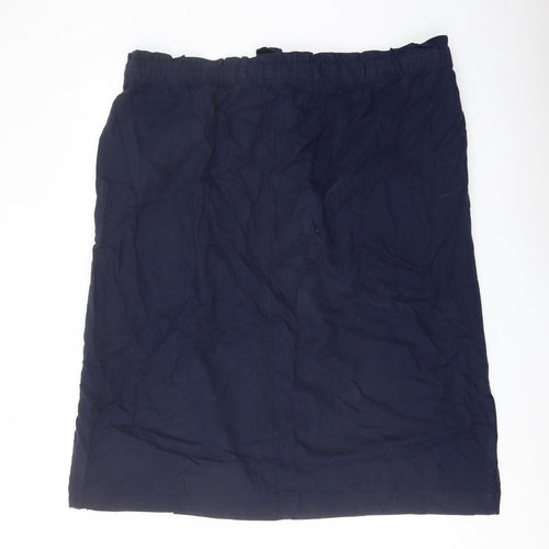Marks and Spencer Womens Blue Linen A-Line Skirt Size 22 Drawstring