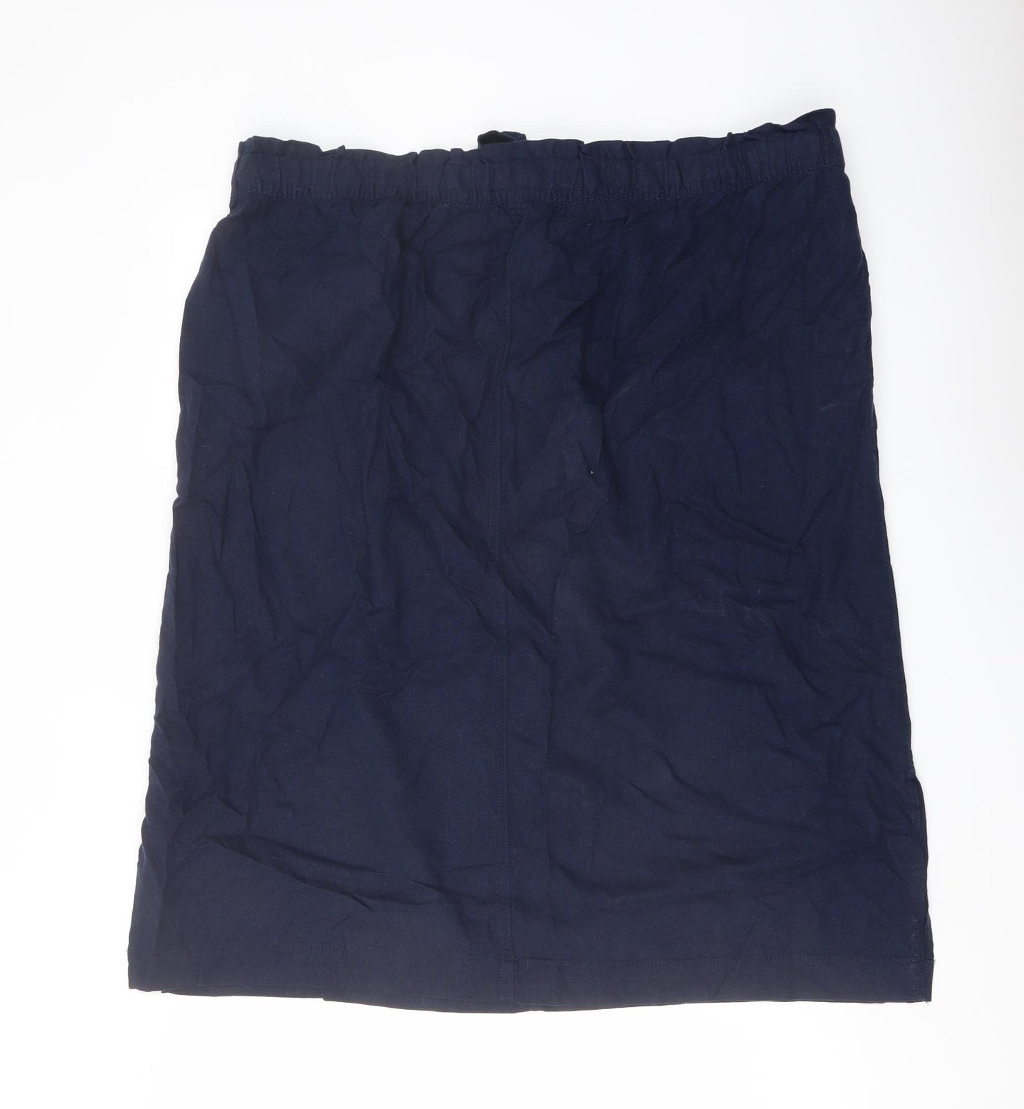 Marks and Spencer Womens Blue Linen A-Line Skirt Size 22 Drawstring