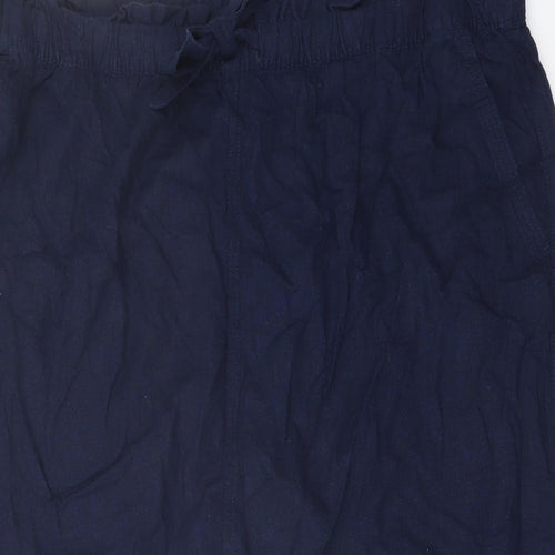 Marks and Spencer Womens Blue Linen A-Line Skirt Size 22 Drawstring