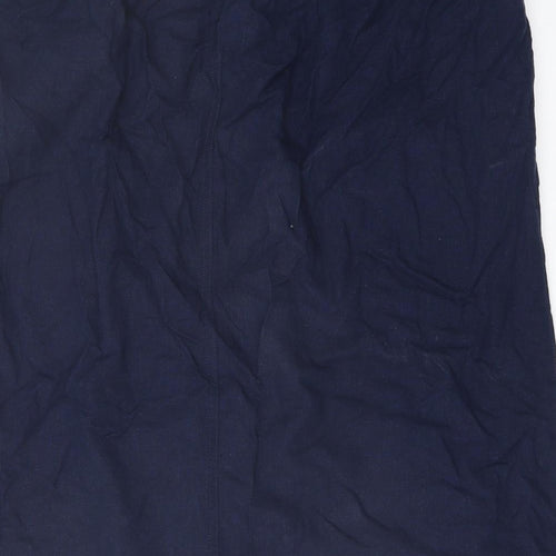 Marks and Spencer Womens Blue Linen A-Line Skirt Size 22 Drawstring