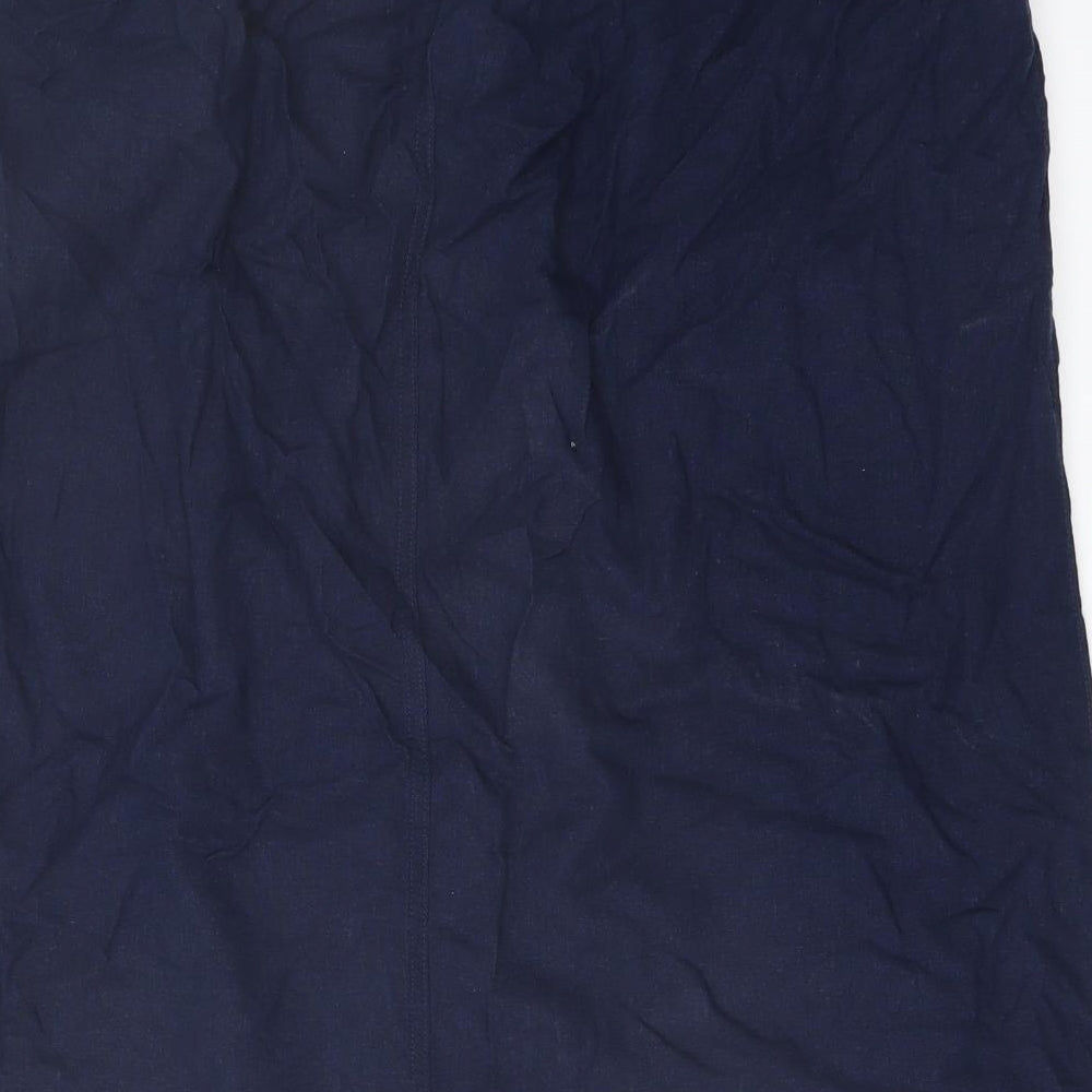 Marks and Spencer Womens Blue Linen A-Line Skirt Size 22 Drawstring