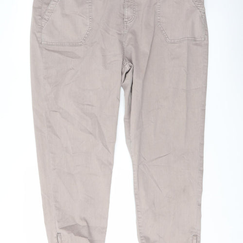 Marks and Spencer Womens Beige Cotton Jogger Trousers Size 20 L27 in Regular Button