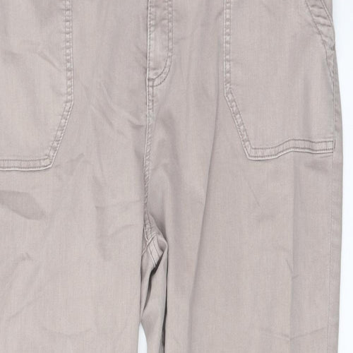 Marks and Spencer Womens Beige Cotton Jogger Trousers Size 20 L27 in Regular Button