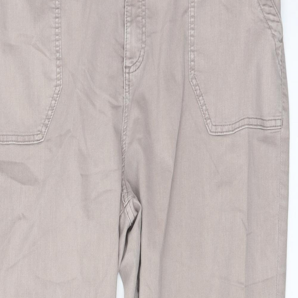Marks and Spencer Womens Beige Cotton Jogger Trousers Size 20 L27 in Regular Button