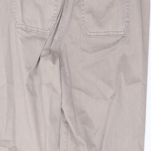 Marks and Spencer Womens Beige Cotton Jogger Trousers Size 20 L27 in Regular Button