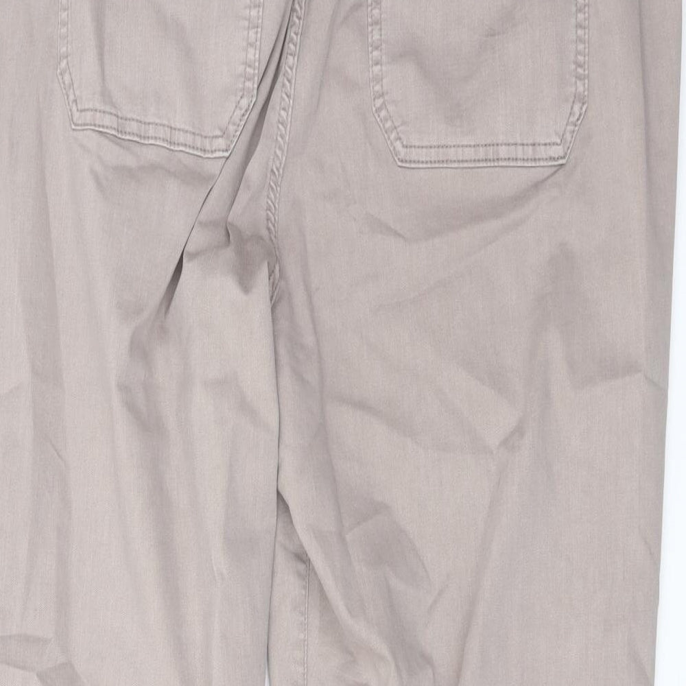 Marks and Spencer Womens Beige Cotton Jogger Trousers Size 20 L27 in Regular Button