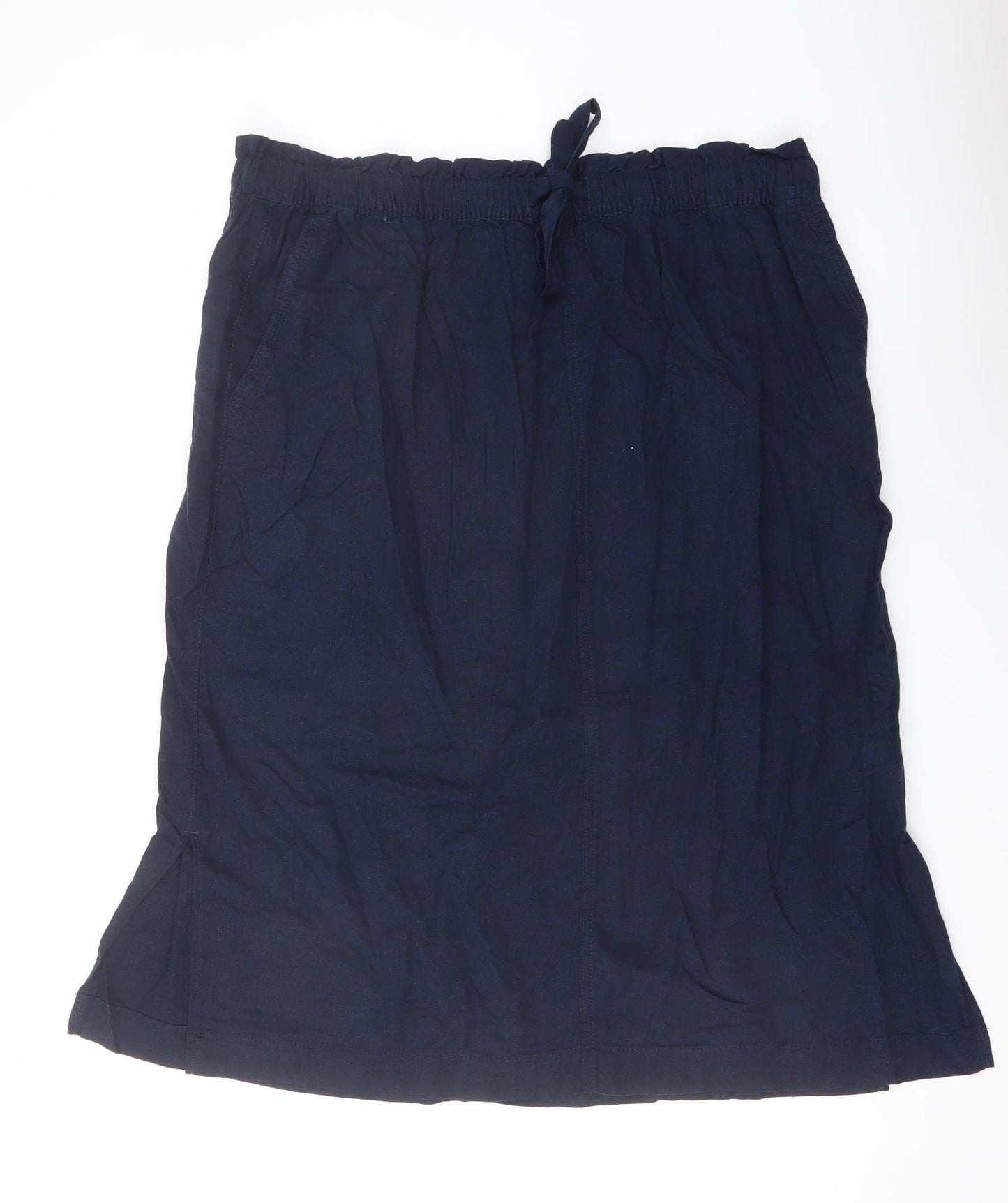 Marks and Spencer Womens Blue Linen A-Line Skirt Size 20 Drawstring