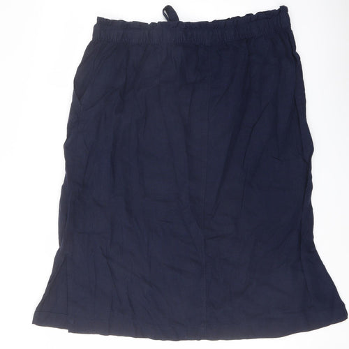 Marks and Spencer Womens Blue Linen A-Line Skirt Size 20 Drawstring