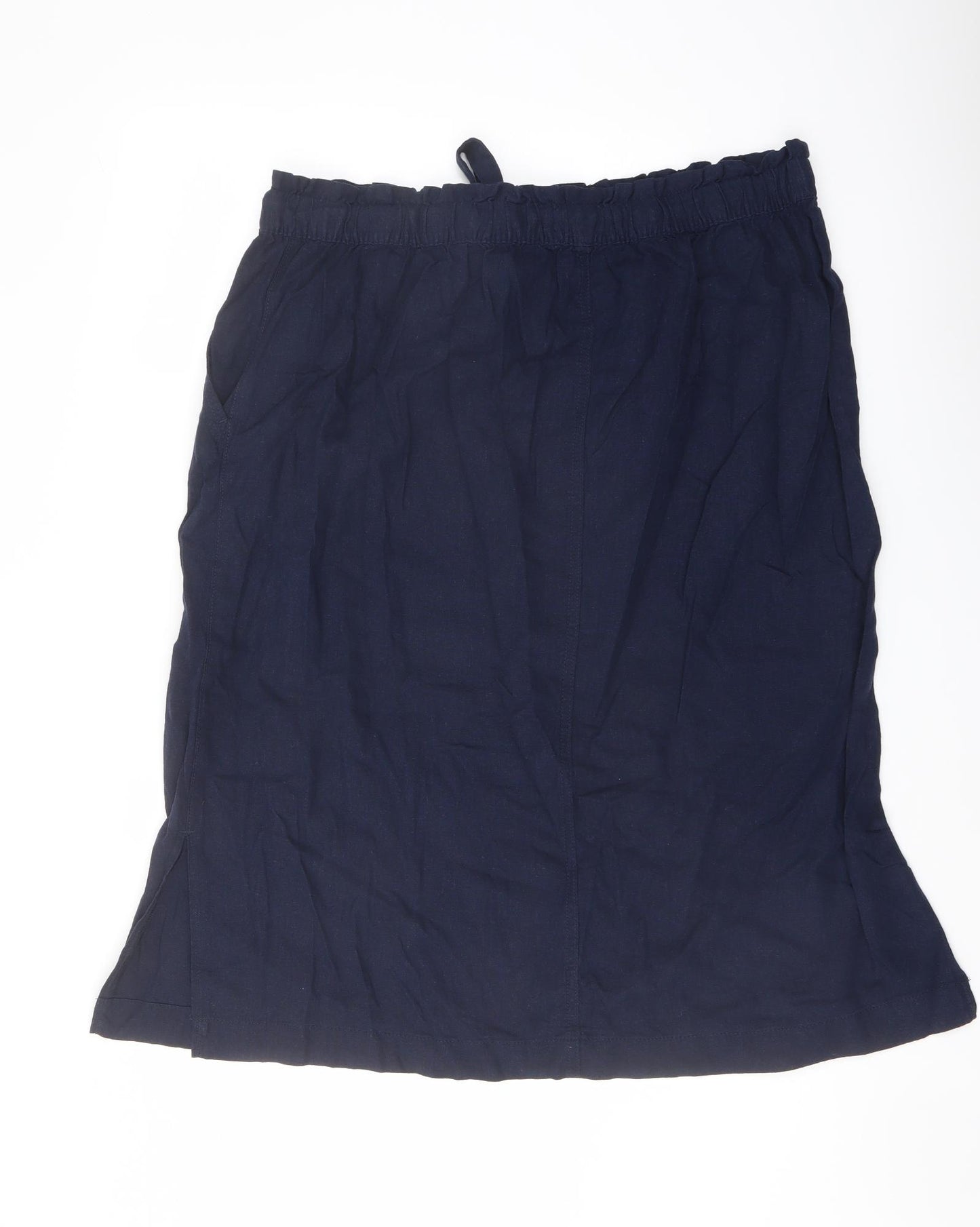 Marks and Spencer Womens Blue Linen A-Line Skirt Size 20 Drawstring