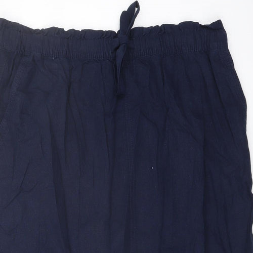 Marks and Spencer Womens Blue Linen A-Line Skirt Size 20 Drawstring
