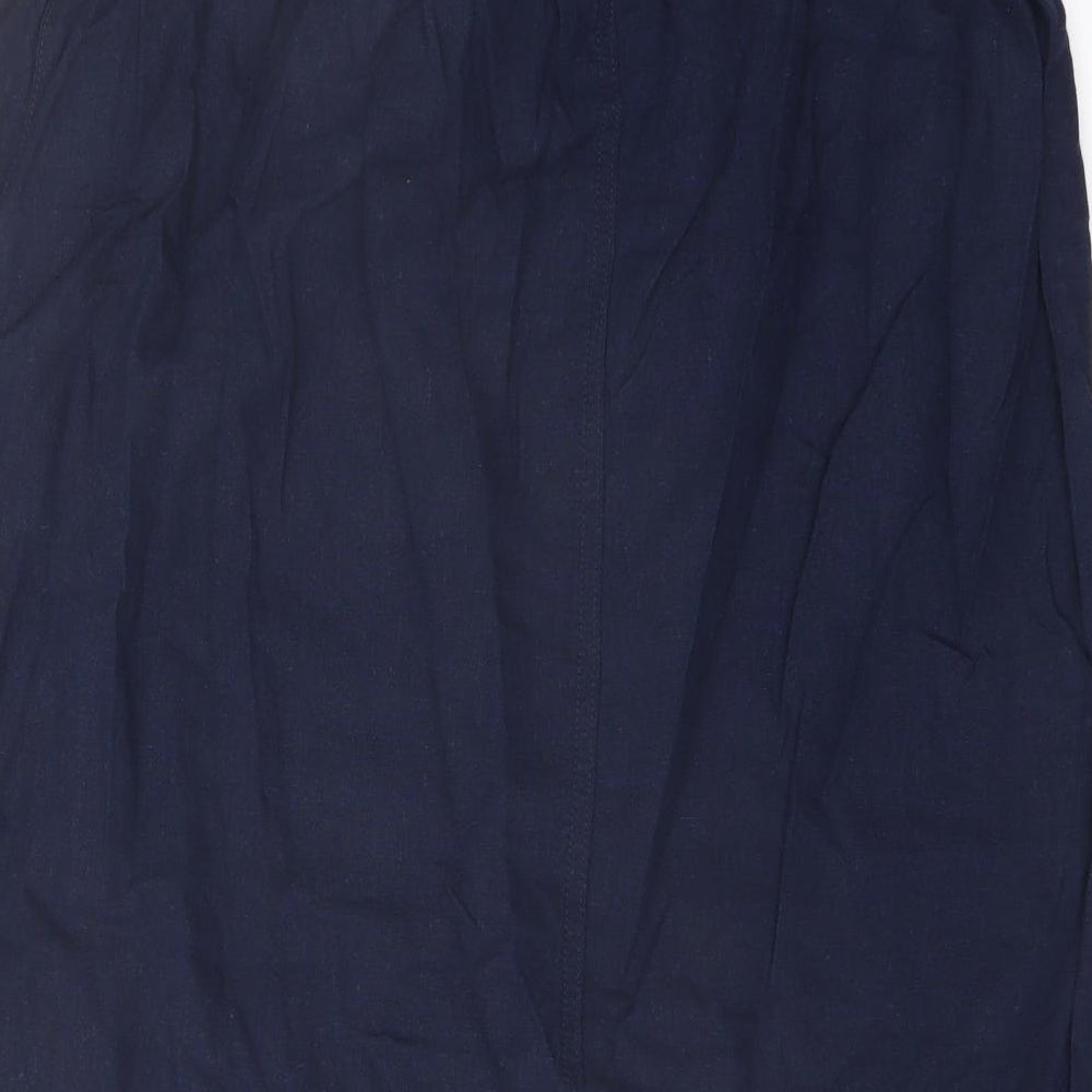 Marks and Spencer Womens Blue Linen A-Line Skirt Size 20 Drawstring