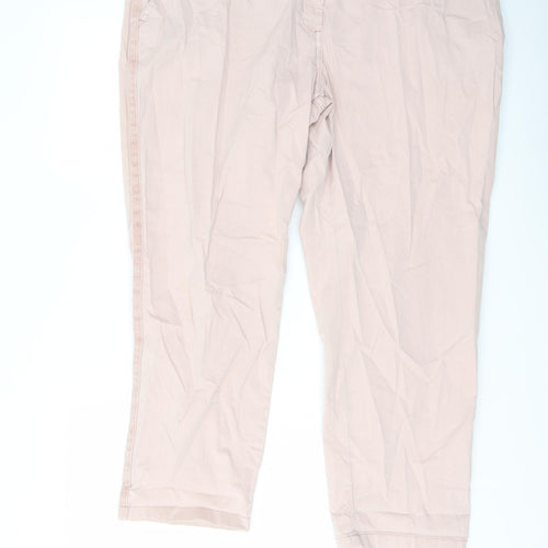 Marks and Spencer Womens Pink Cotton Chino Trousers Size 20 L25 in Regular Button
