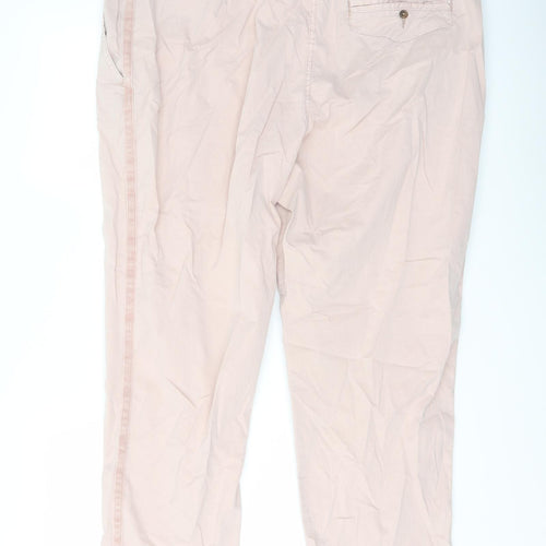 Marks and Spencer Womens Pink Cotton Chino Trousers Size 20 L25 in Regular Button