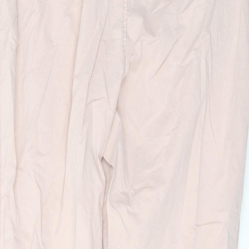 Marks and Spencer Womens Pink Cotton Chino Trousers Size 20 L25 in Regular Button