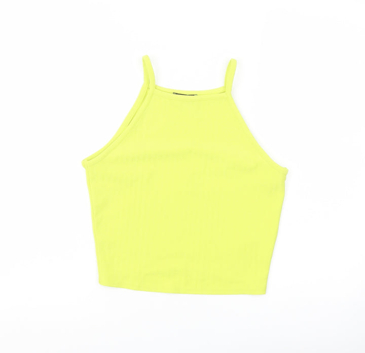 New Look Womens Green Polyester Basic Tank Size 10 Square Neck
