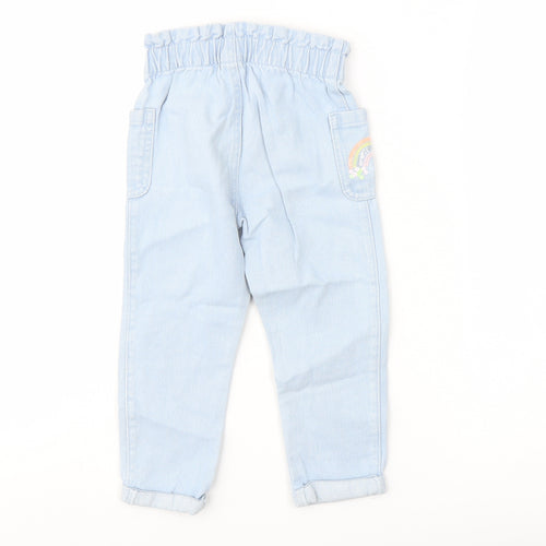 TU Girls Blue Cotton Tapered Jeans Size 2-3 Years Regular Snap