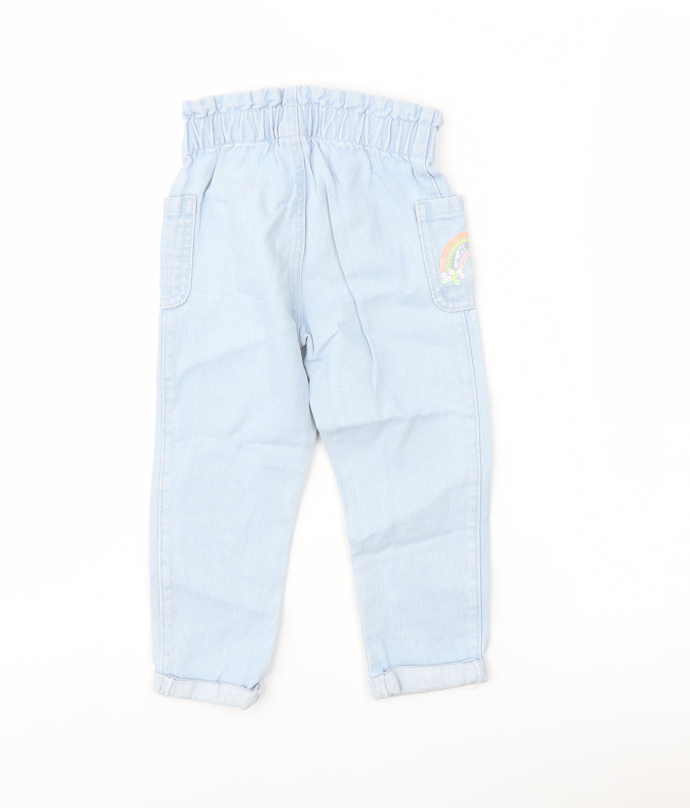 TU Girls Blue Cotton Tapered Jeans Size 2-3 Years Regular Snap