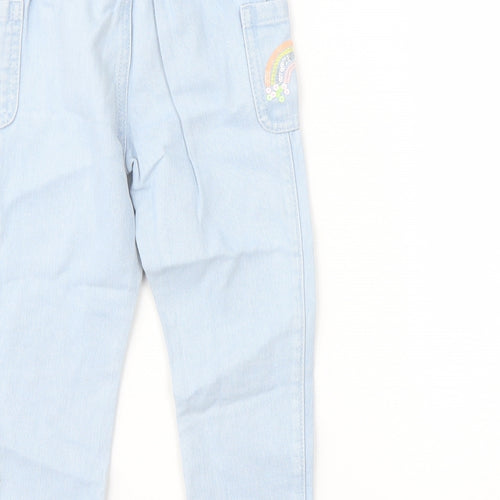 TU Girls Blue Cotton Tapered Jeans Size 2-3 Years Regular Snap