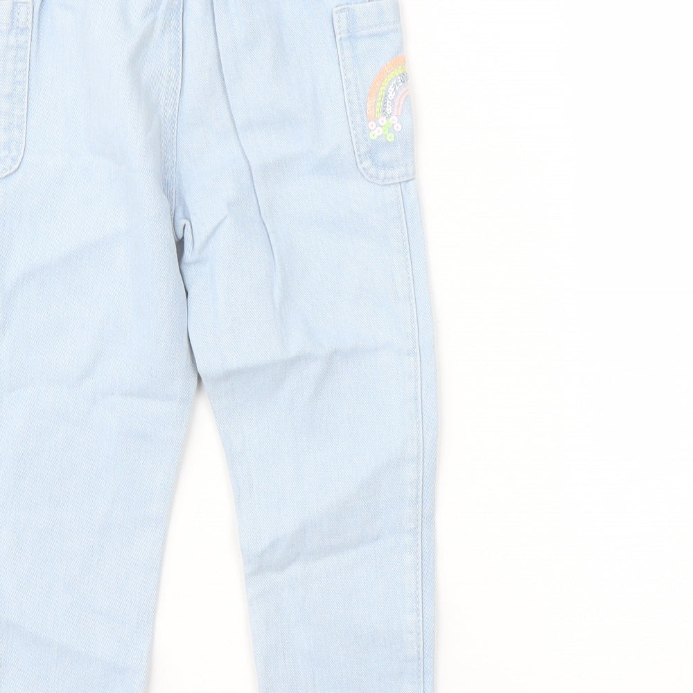 TU Girls Blue Cotton Tapered Jeans Size 2-3 Years Regular Snap