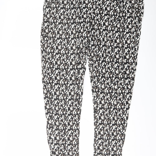 NEXT Womens Black Geometric Viscose Harem Trousers Size 10 L29 in Regular