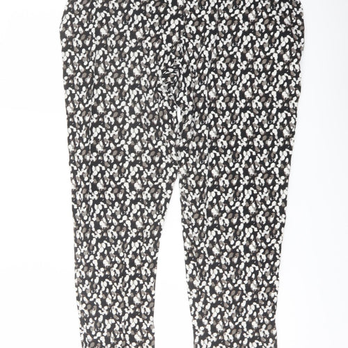NEXT Womens Black Geometric Viscose Harem Trousers Size 10 L29 in Regular