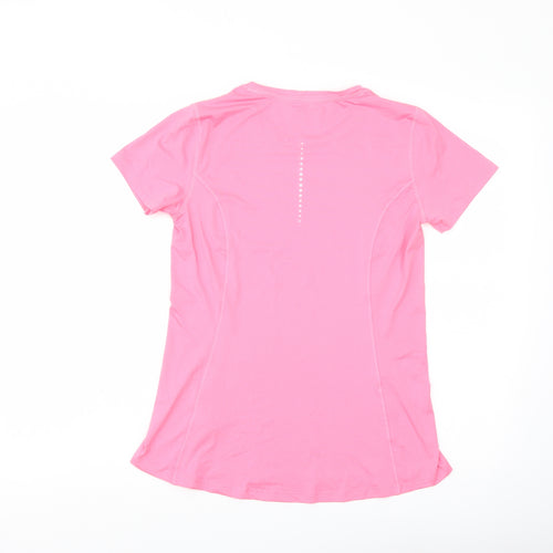 Good Moove Womens Pink Polyester Basic T-Shirt Size 10 Crew Neck Pullover