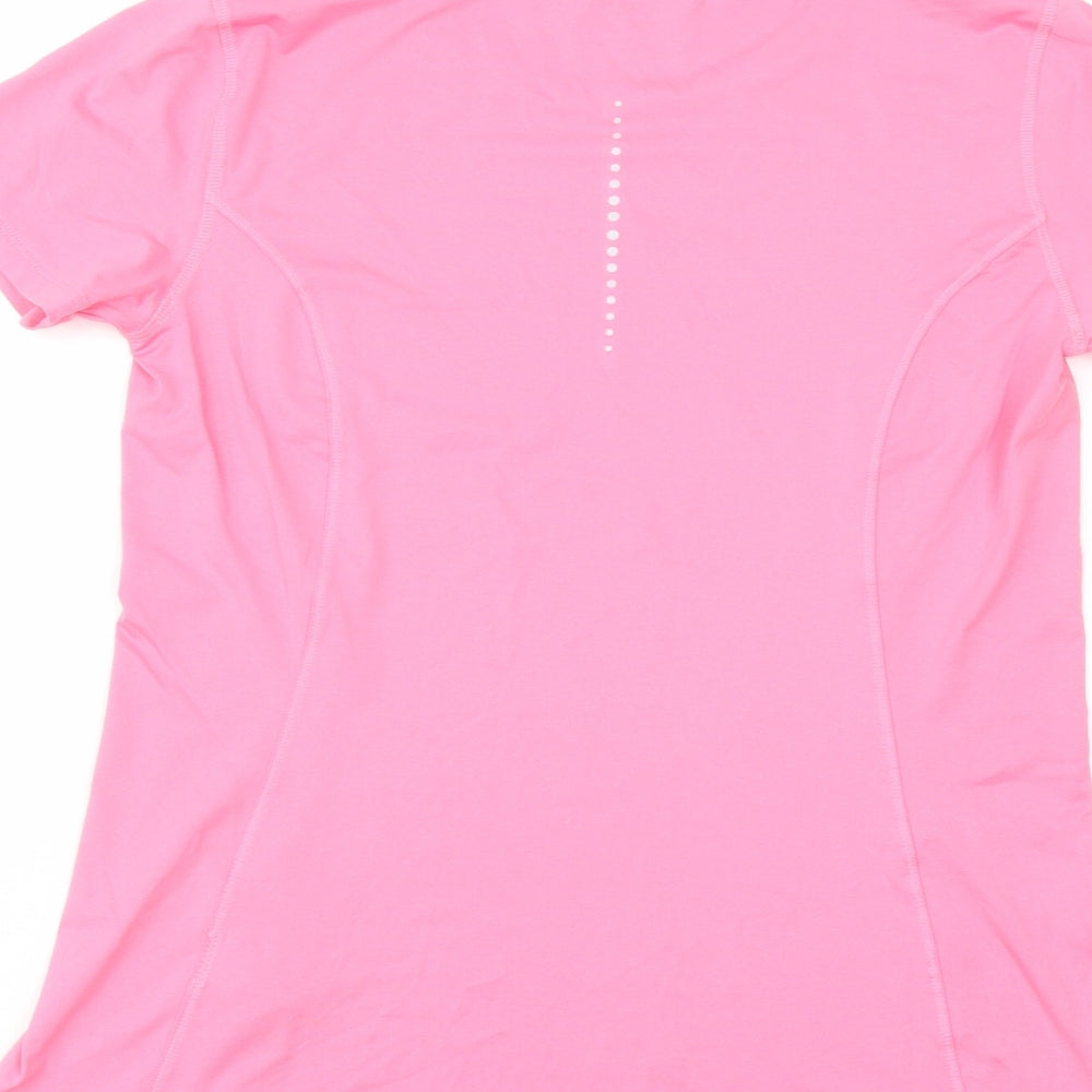 Good Moove Womens Pink Polyester Basic T-Shirt Size 10 Crew Neck Pullover