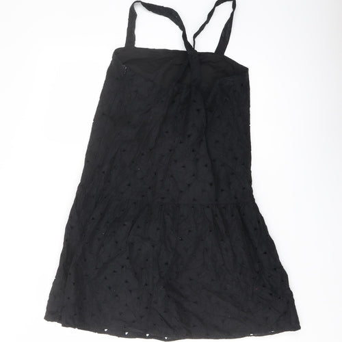 Uniqlo Womens Black Cotton Mini Size S Square Neck Zip