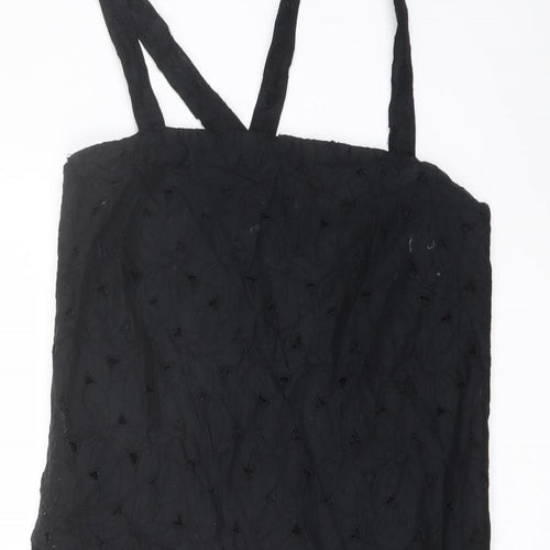 Uniqlo Womens Black Cotton Mini Size S Square Neck Zip