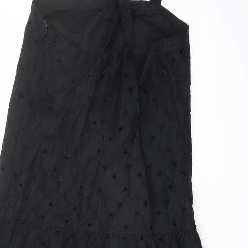 Uniqlo Womens Black Cotton Mini Size S Square Neck Zip